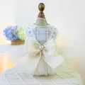 Blue star galaxy pet dog wedding dress with plaid lace and glitter tulle layers - XS / Sissi Princess Wedding Dress