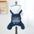 Hondentrui en corduroy overal met Future Genius borduursel voor kleine huisdieren - Marineblauw
