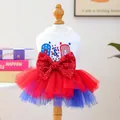 USA hondenharkje met glitterstrik en gelaagde tutu rok voor kleine huisdieren in stijl - XS / USA Ijsje Gaas Jurk
