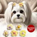 Set of 2 cute floral bow hair clips for small dogs like Maltese or Teddy puppies - Flower Hair Rope-Yellow Series