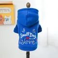 Felpa con cappuccio blu per animali con ricamo a cuore in morbido pile per cani - XS / Felpa con Cappuccio Small Dog BIG Love