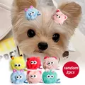 Set of two colorful cartoon plush hair clips with animal ears for dogs and cats - Two Random Little Ears And Fluff Balls