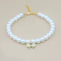 Schattige parelketting voor huisdieren met strass-strikje en gouden verlengketting - Kristallen Strik Parelketting