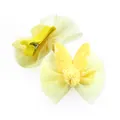 Yellow sequin bunny ear hair clips with mesh tutu frills and plush pom-poms for girls - 2-piece Sequined Bunny Bow - Yellow