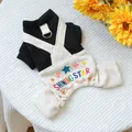 Combinaison pour chien noir et beige avec broderie Shining Star et anneau en D en métal - Salopette Nuit Étoilée