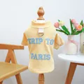 Sweatshirt jaune pâle pour animaux avec broderie Trip To Paris et anneau en D en métal - Sweat à Capuche Trip To Paris