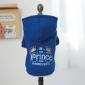 Sweat à capuche bleu foncé pour animaux avec broderie couronne 'The Prince Has Arrived' - XS / Sweat à Capuche Broderie Prince