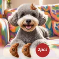 Set of 2 cute plush croissant hair clips with smiling face for poodles and maltese dogs - Croissant Hair Clip