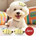 Cute bee-shaped plush pet hair clips for small dogs, set of 2 pieces on white dog - 2pcs Plush Bee Bb Clip