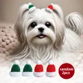 Cute knitted Christmas hat hair clips for dogs, including red and green festive mini styles - Red Green Small Christmas Hat Hair Clips