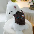 Kaffeebraune Fleece-Hundeweste mit Weltraum-Stickerei und D-Ring für kleine Hunde - XS / Galaxy Explorer Braun