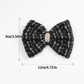 Black and white tweed bow pet hair clip with pearls and rhinestones 12cm width - Tweed Bowknot Clip-Black