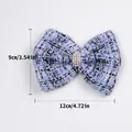 Blue tweed pet bandana with pearls and bowknot, size 12x9cm for cats and dogs - Tweed Bowknot Clip-Blue