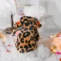 Leopard print dog hoodie with red heart ears made of soft velvet for small pets - XS / Heart Leopard