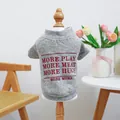 Gray pet T-shirt with red embroidery featuring playful quotes on a wooden model - XS-Bust 30cm, Length 20cm (Approx 1-1.5kg) / Slogan Sweatshirt Style (Top) / Gray