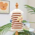 Bruin-wit gestreept gebreid huisdierenvest met 3D-bloem en golvende textuur - Zomerbloem Vest - Bruin Wit