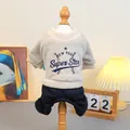 Combinaison pour animaux en polaire beige avec imprimé New York et pantalon bleu gaufré - XS / Survêtement Étoile