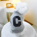 Sudadera de punto gris para mascotas con parche de letra C en lentejuelas negras para perros - XS-Busto 30cm, Largo 20cm (aprox. 1-1,5kg) / Letra C / Gris