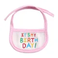 Pink striped pet birthday bib with colorful 'IT'S MY BIRTHDAY' embroidery and tie - S / Pink (It's My Birthday)