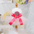 Cute pet fairy dress with donut embroidery and pink tulle skirt on a wooden mannequin - XS / Donut Mesh Dress