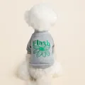 Sudadera gris para perro con bordado Flash verde y diseño floral para mascotas pequeñas - XS-Busto 30cm, Largo 20cm (aprox. 1-1,5kg) / Margarita Deslumbrante / Gris