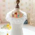 Beige pet bib with floral lace, embroidered brown bear and colorful BABY lettering - Bear Bib (BABY)