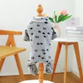 Cozy grey pet onesie with navy star print and high collar on professional display - Gray Star Home Wear