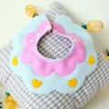 Pink and blue petal-shaped pet bib with heart embroidery and snap buttons - Pink and Purple Heart Style