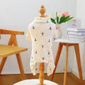Dog jumpsuit in light beige fabric with anchor pattern and four-legged design for home - Beige Anchor Home Wear