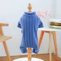 Blue ribbed knit pet onesie for dogs and cats on a wooden mannequin display - Plain Haze Blue Home Wear