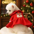 Festliches rotes Hunde-Weihnachtskleid mit Rentier-Stickerei für kleine Haustiere - XS / Weihnachtsrentier Kleid