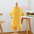 Ginger yellow ribbed knit pet romper for small dogs and cats in cozy home setting - Plain Yellow Home Wear