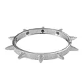 Hip-Hop Silberarmreif mit Zirkonia-Besatz und Nieten im coolen Heavy-Metal-Punk-Stil - Silber