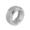 Anello hip hop in argento da uomo con zirconi cubici incastonati e design a fascia - Argento / US 8