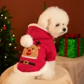Festive red pet hoodie with reindeer embroidery and white fur trim for dogs and cats - XS / Christmas Bean Hoodie