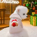 Pink plush pet vest with Christmas reindeer embroidery and metal D-ring for dogs and cats - XS / Thickened Reindeer Vest - Pink