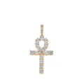Hip hop gold Ankh cross pendant necklace with micro pave cubic zirconia stones - Ankh Cross With Cuban Chain / Gold