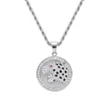 Hip hop leopard head pendant necklace with white and black crystals and pink eyes - 3mm-60cm-Rope Chain / Silver