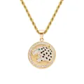 Hip hop panther head necklace in golden finish with sparkling rhinestones and rope chain - Gold