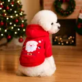 Festive red pet hoodie with Santa Claus embroidery in a cozy Christmas setting - XS / Flannel Santa Claus Hoodie