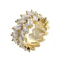 Anello hip hop di lusso placcato in oro con strati di zirconi cubici rettangolari - US 8 / Oro