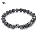 Handmade 8mm natural grey marble stone bead bracelet with silver paw print charm and crystals - Gray Marble Texture Style(#15)