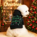 Black Christmas dog hoodie with Santa's Little Helper embroidery for holiday pet clothing - XS Chest 30 Length 20 / Santa's Little Helper Embroidery Hoodie - Black
