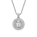Collier chaîne torsadée hip hop avec pendentif rond pharaon égyptien et strass - Pendentif Pharaon / Argent