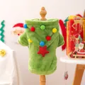 Felpa con cappuccio albero di Natale per animali con palline colorate e stelle - XS / Stile Albero di Natale
