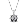 Collier pendentif boule 8 épineuse de hip-hop avec zircons pavés et chaîne torsadée argent - Style Argenté / Pendentif Argenté + Chaîne Torsadée