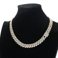 Κολιέ Cuban Link 13MM με χρυσή επικάλυψη και ζιργκόν για άνδρες σε στυλ hip-hop με κούμπωμα - 55cm / Χρυσό