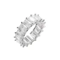Sparkling silver-toned full eternity ring with baguette-cut zircons and claw setting - US 7 / Silver White Zircon