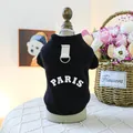 Sudadera negra para perro con estampado PARIS y anillo en D para la correa - XS / Blanco París Negro Botón Presión (PARIS)