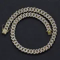 12mm vergoldete Cuban Link Kette Halskette mit funkelndem vollflächigem Strassbesatz - 22 Zoll (55 cm) / Gold